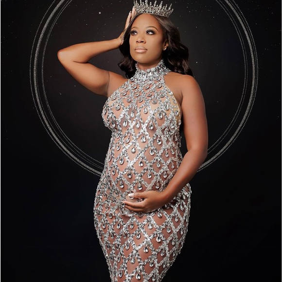 Rhinestone Maternity Dress for Sale. Can wear at as a regular dress or maternity - Picture 5 of 10